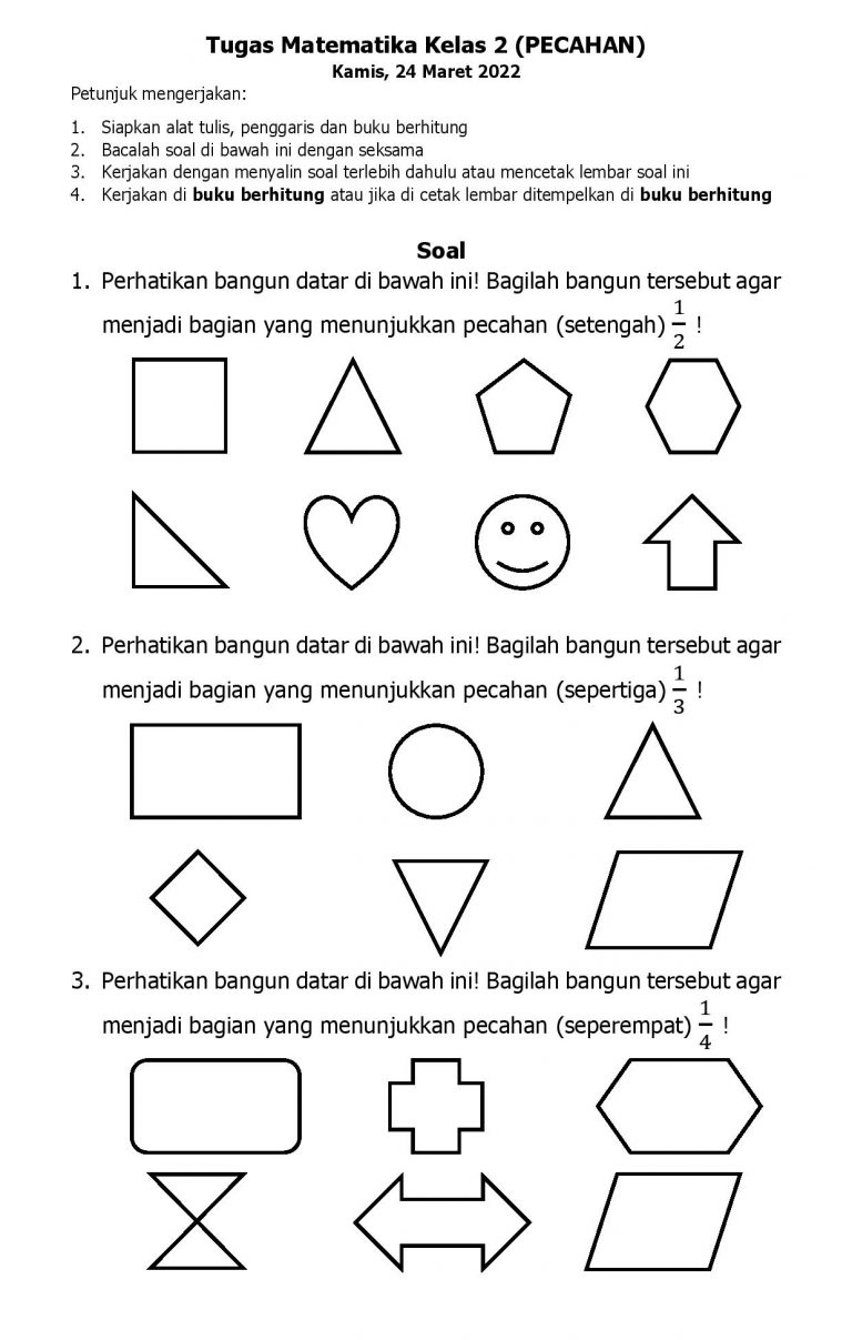 Latihan Soal Pecahan Kelas 2 – E – Learning SD Mutual Dua